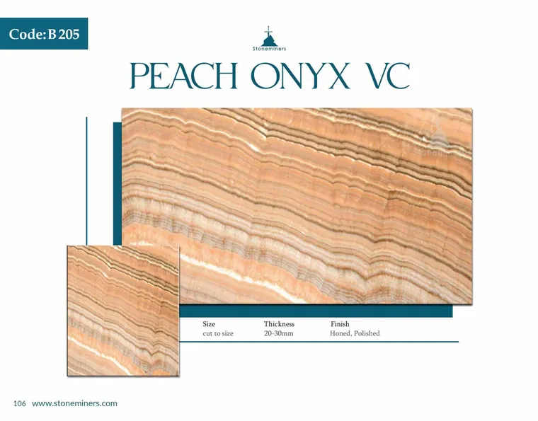 Peach Onyx (Vein Cut) Onyx slab