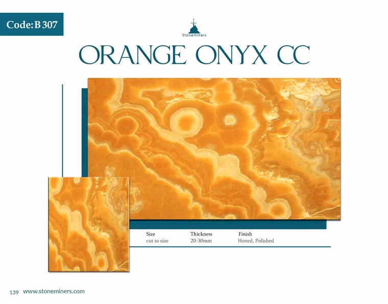 Orange Onyx (Cross Cut) Onyx slab
