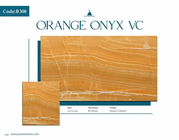 Orange Onyx (Vein Cut) Onyx slab