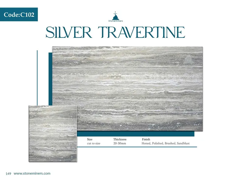 Silver Travertine Travertine slab