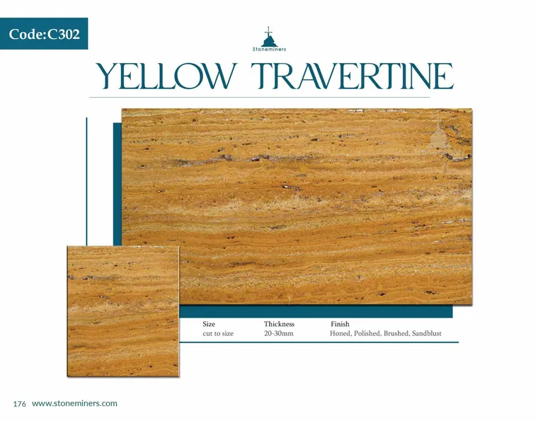 Yellow Travertine (Vein Cut) Travertine slab