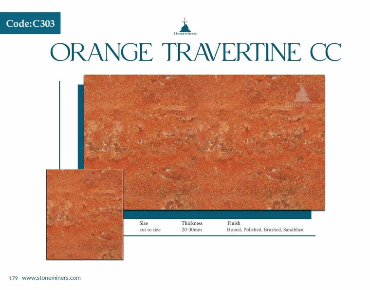 Orange Travertine (Cross Cut) Travertine slab