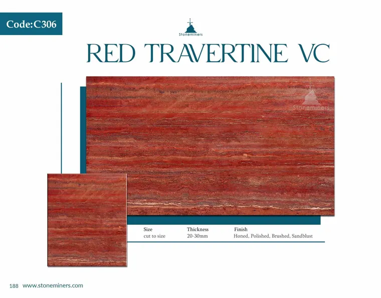 Red Travertine (Vein Cut) Travertine slab